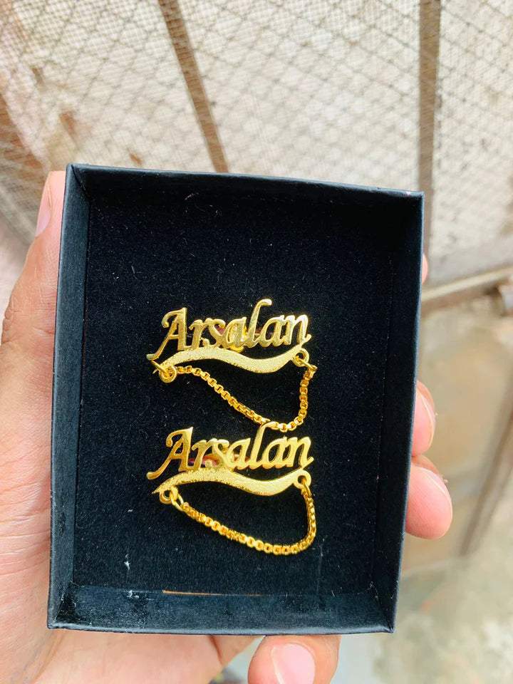 customize name cufflink with chain