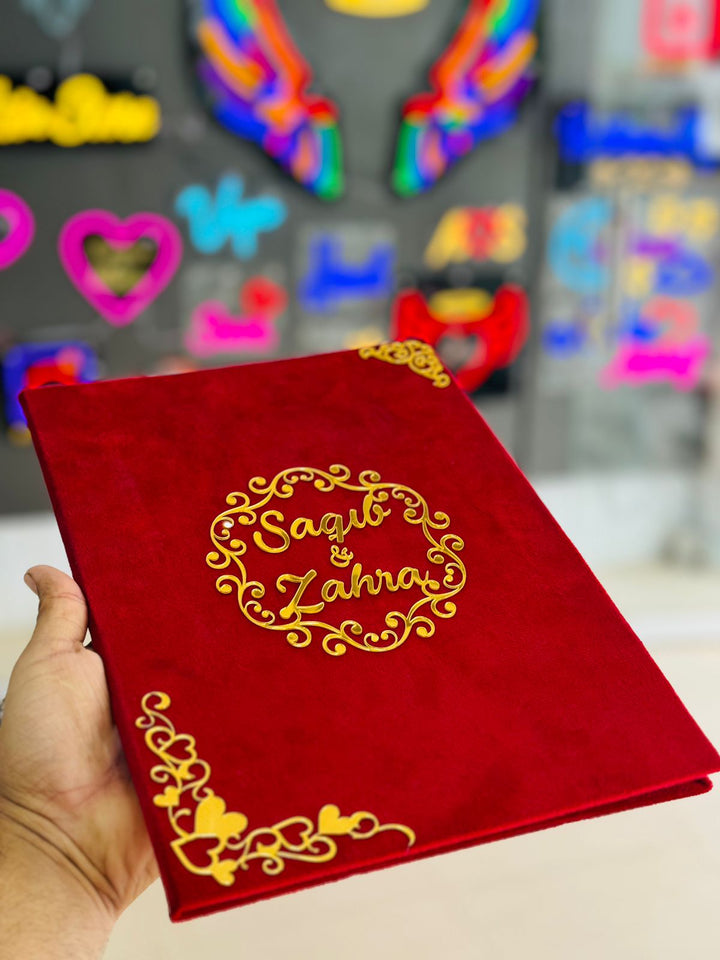 Customized Nikkah Frame Velvet Nikkah Book Thumb Board