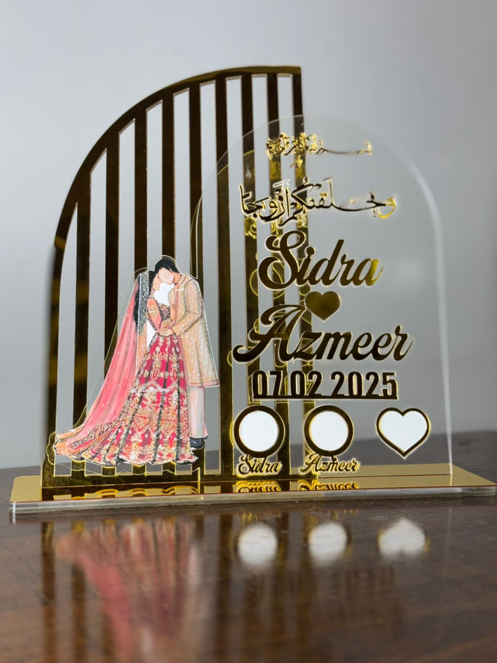 Nikah Thumb Board – Personalized for Wedding with Couple Stand